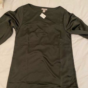 H&M Dark Green Silk Dress (Knee High Length)